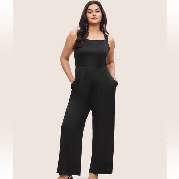 BloomChic Solid Patchwork Pocket Square Neck Sleeveless Jumpsuit us12 - Picture 4 of 7